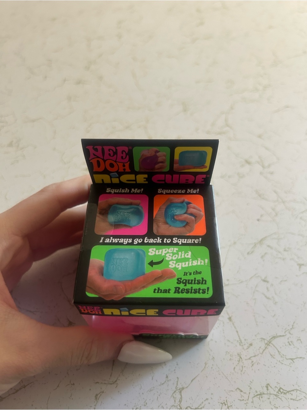Nee Doh Nice Cube - Hot Pink Squishy Stress Toy - Picture 2 of 5